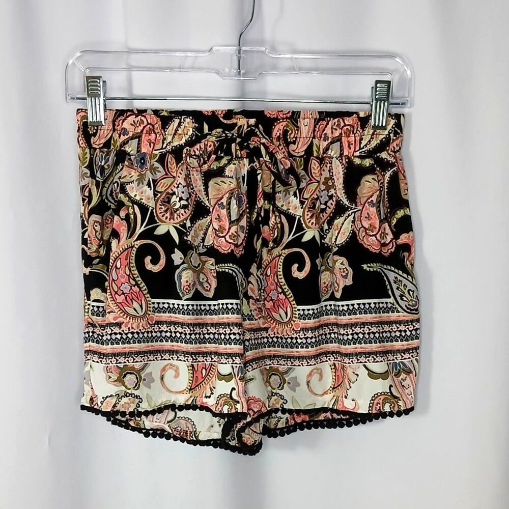 BeBop Multicolor Paisley Shorts Rayon Elastic Waist Pockets Lghtwt Womens Small
